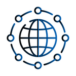 icon of a globe surrounded by a network of notes connected in a circle